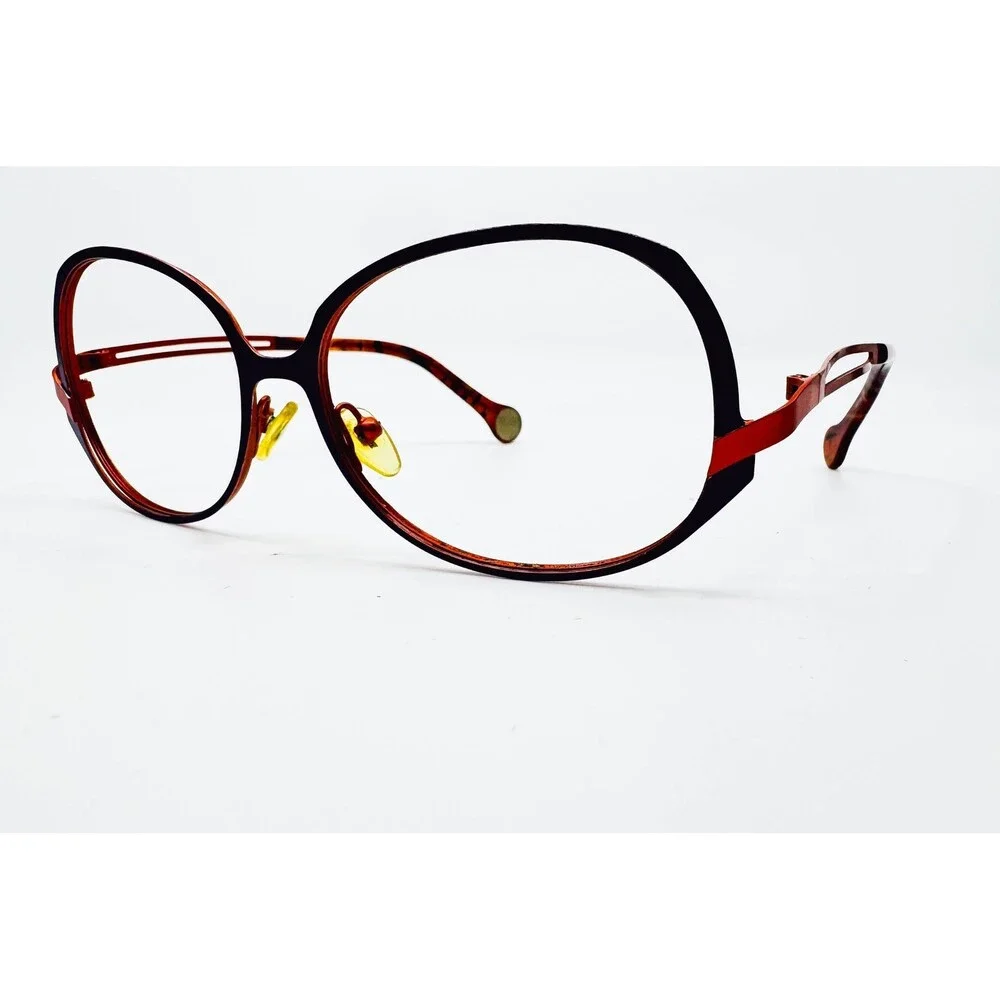 BOZ Eyeglasses Frames Womens Red Black Round Tortoise France 36477